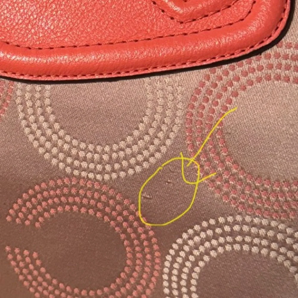 Coach Ashley Signature Tan Sateen,coral Leather Shoulder satchel Bag - Picture 11 of 11